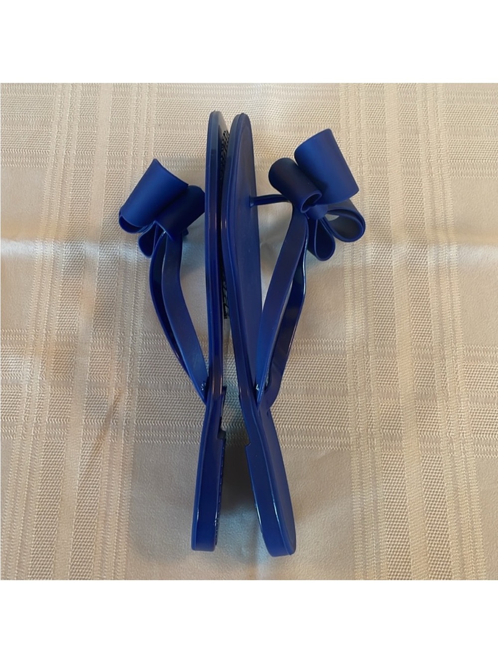 Blue Bow Jelly Flip Flops